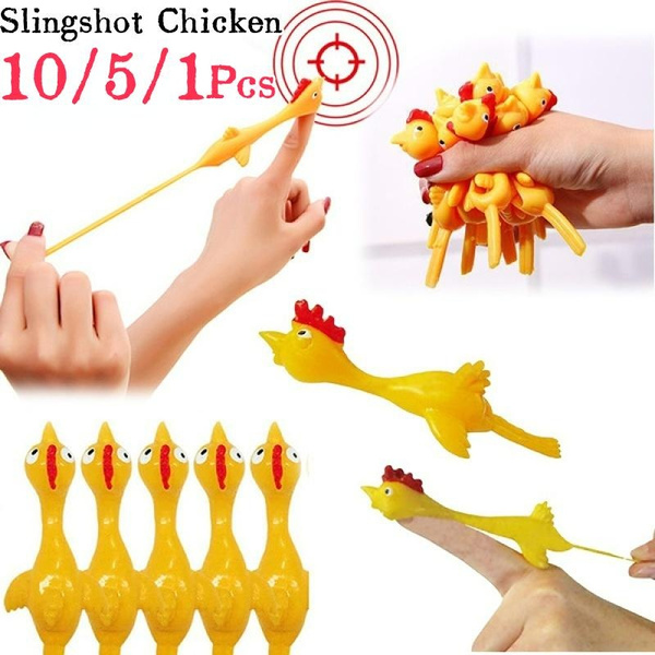 1/5/10pcs Slingshot Chicken Rubber Eject Flying Turkey Flingers Toys ...