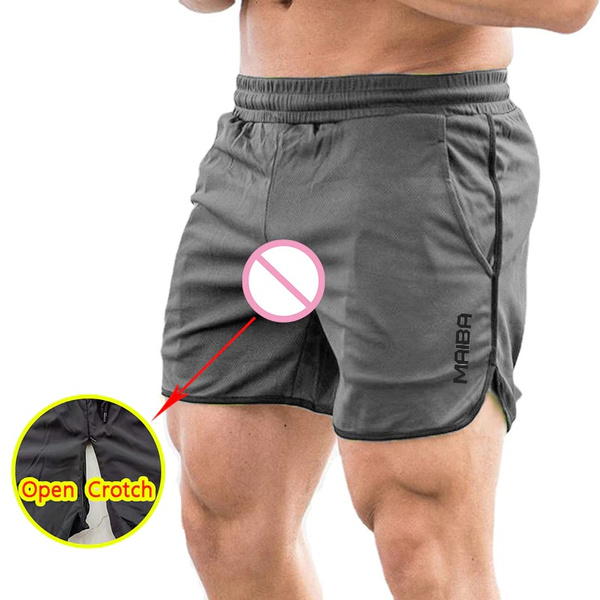 Man Open Crotch Pants Crotch Open Hole Sport Short Pants Crotchless