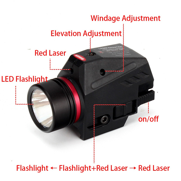 Tactical Weapon Light Combo Red Laser Sight For Pistol Handgun Glok 17 ...