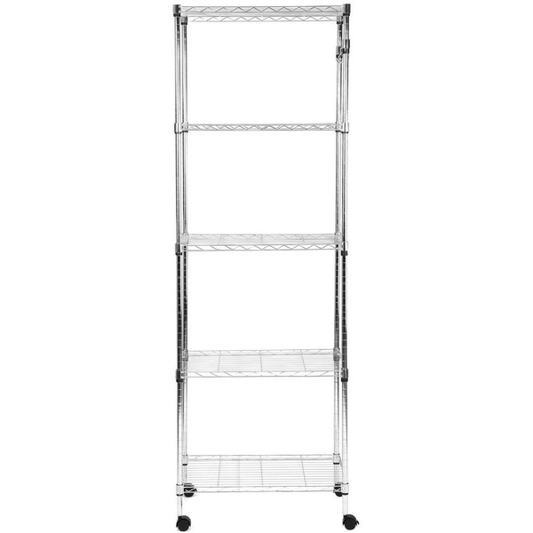 5 Tier Steel Wire Shelving Unit on Wheels,Chrome Shelves for Garage