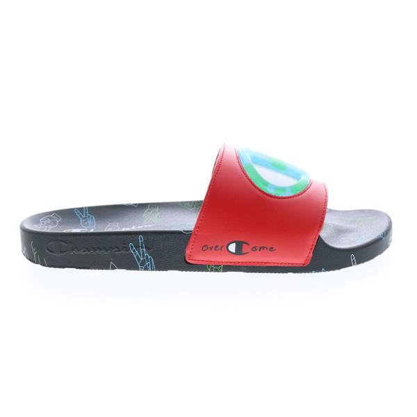 Champion XG Tech Black, White & Scarlet Red Slide Sandals | Hamilton Place