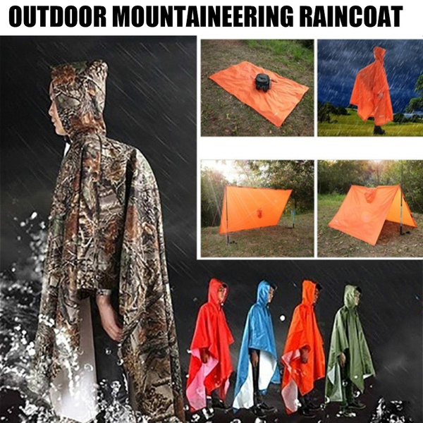 1pc Unisex Outdoor Camping 3In1 Raincoat Poncho Rain Cover Tent Mat ...