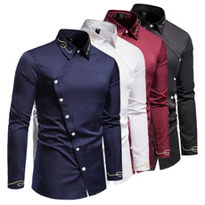 shirts for men, Shirt, Long sleeved, Pure Color