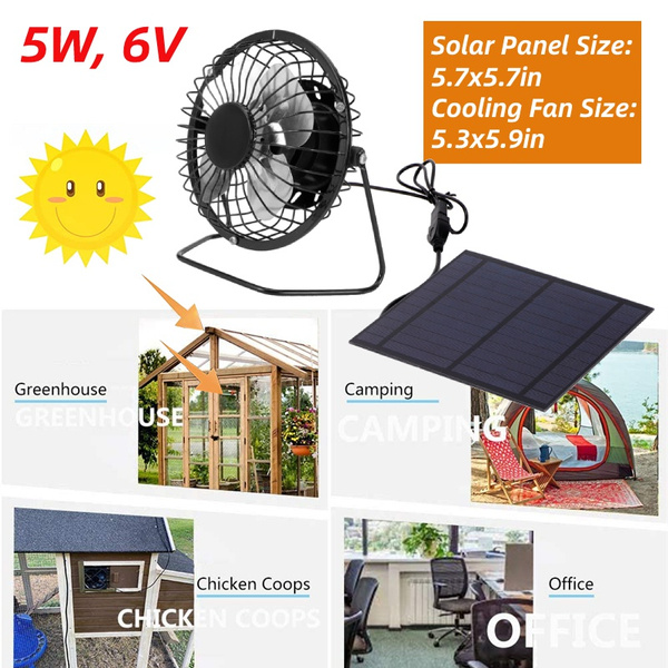Solar Panel Powered Fan Mini Ventilator 5W 6V Solar Exhaust Fan For Dog