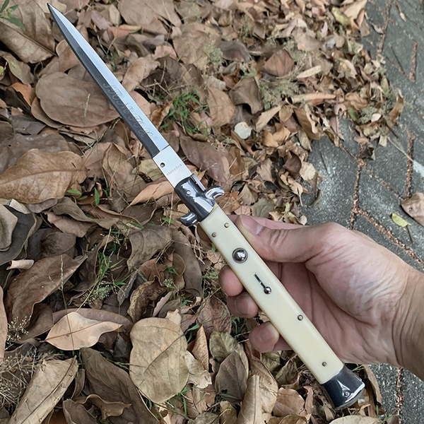 13INCH AKC Italian mafia Switchblade Flick Knife 440C Steel Acrylic