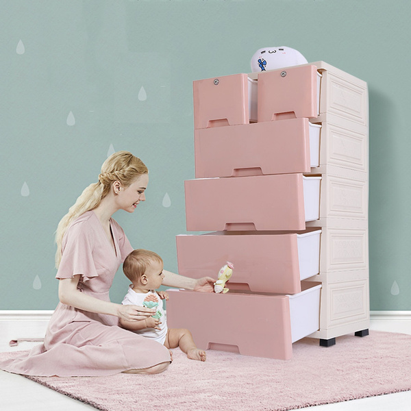 Pink Plastic Drawers Dresser ,Storage With 6 Drawers Closet Organizer(2 Small Drawers+4