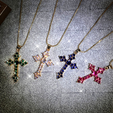gemstonenecklace, Cross necklace, gold, necklace women