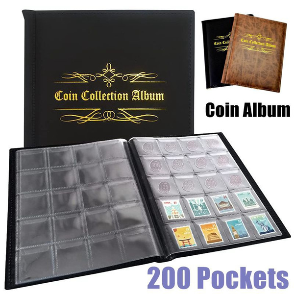 200 Pockets Coin Album Coin Collecting Holder Album Collecting Book for  Coin Penny Stamp Stickers Currency Badges and Other Collection Storage