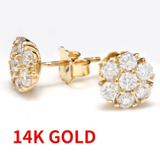 DIAMOND, moissanite earrings, gold, Stud Earring