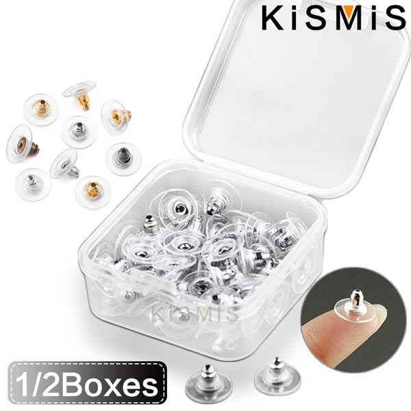 KISMIS 1/2 Boxes Silicone Rubber Earring Clasp Styles Ear Nut Earrings  Jewelry Accessories Plugging Earring Back Ear Stud Findings With Box About  60 Pcs