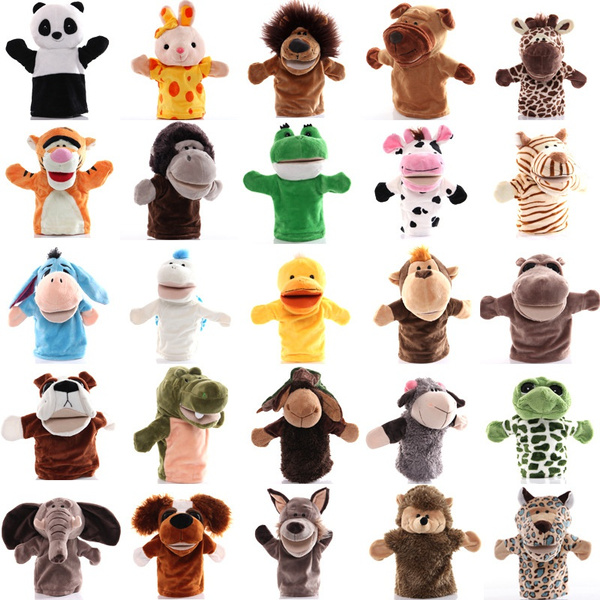 Animal Hand Puppets Premium Quality with Movable Open Mouths 9” Soft