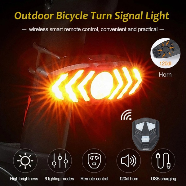 Smart Bike Turn Signal Lights Wireless Remote Control Rechargeable
