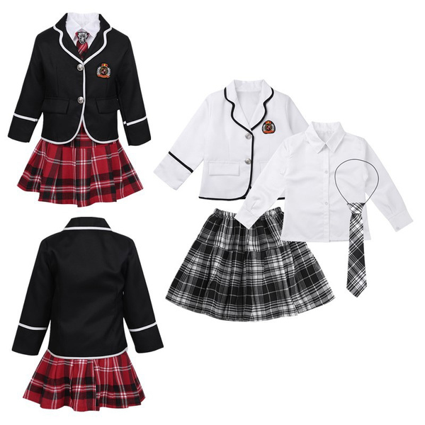 Kids Girls British Style School Uniform Costumes Halloween Cosplay 