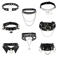 Cheap Choker Necklaces, leathercollarchoker, Goth, punk necklace