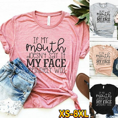 Summer, womens top, letter print, summer t-shirts