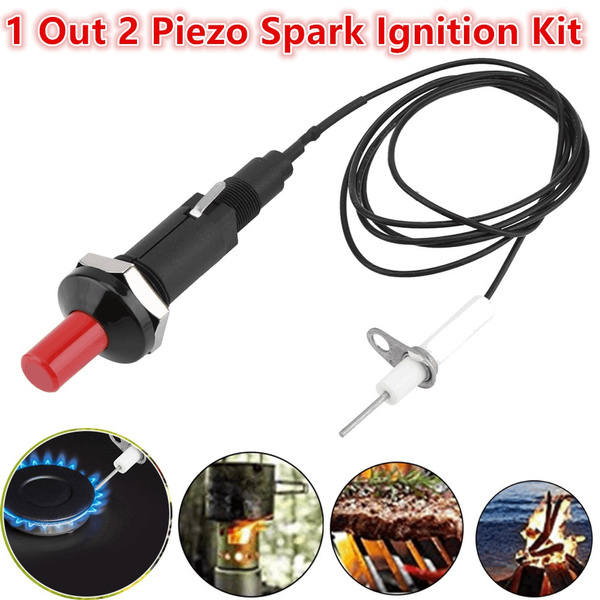 DEWIN Piezo-Zündkit – 1 Ausgang 2 Zündelektroden, Für Gasgrill, Kaminofen, 1000 Mm Kabel