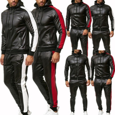 hooded, pants, leather, sweatsuitsformen