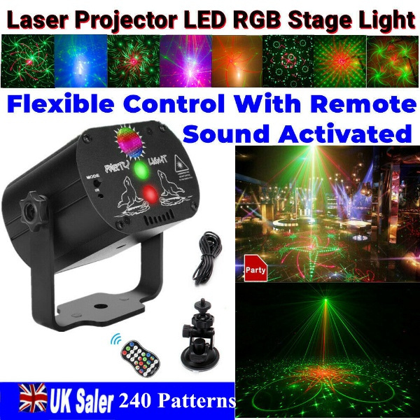 240 Pattern Laser LED RGB Projector Stage Light DJ Disco Party KTV Club ...