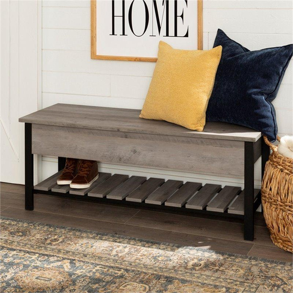 Walker Edison B48PCSBGW 48" OpenTop Storage Bench with Shoe Shelf