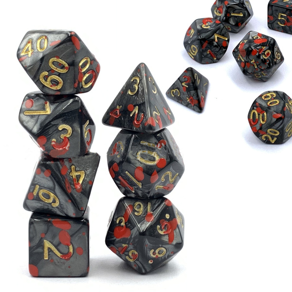DND Dice Set Table Game Dice for Dungeons and Dragons RolePlaying RPG Dice Blood Stain Dice Wish