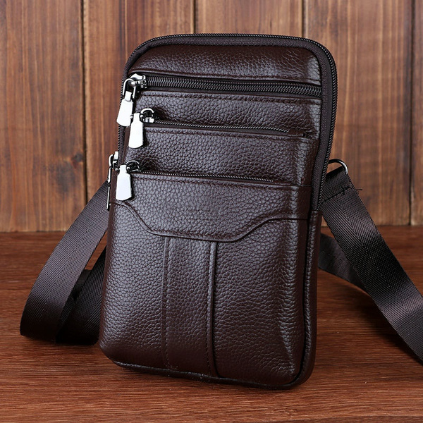 Genuine leather cell discount phone crossbody bag