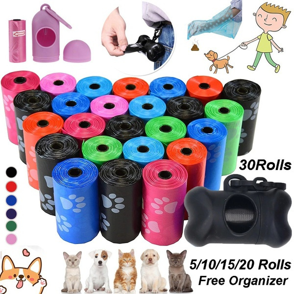 New 5 10 15 20 30Rolls Degradable Dog Poop Bags With Holder Dispenser   628357d06a57d914c40bc19a Large 