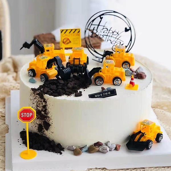 Birthday Cake Decoration Children's Car Decoration Forklift Engineering ...