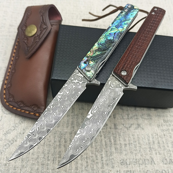 7.8" Japanese Style VG10 Damascus Steel Pocket Knives Outdoor Survival