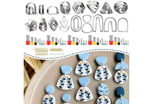 keoker Polymer Clay Cutters Set, 36 Shapes Stainless Steel Clay Cutters  with 40 Circle Shape Cutters and 50 Earrings Accessories, Clay Earing  Cutters for Polymer Clay Jewelry Making