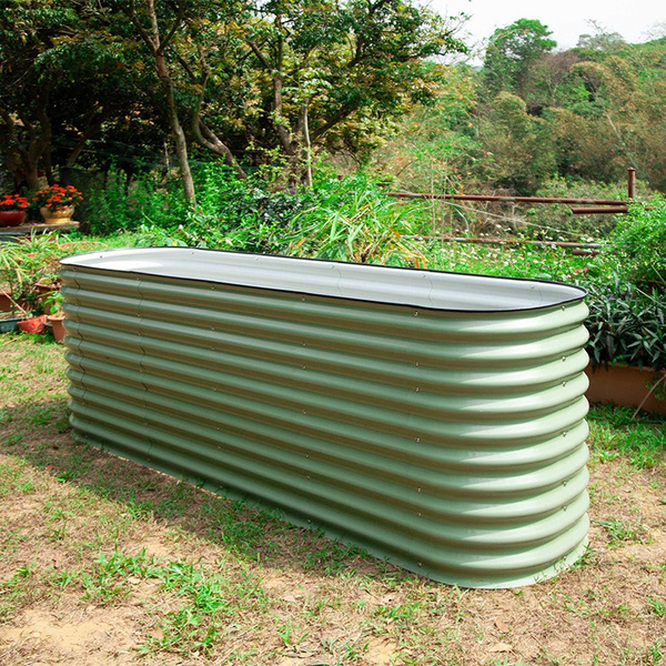 32'' Tall 8'x2' Metal Modular Corrugated Raised Garden Bed Kit(9 in 1