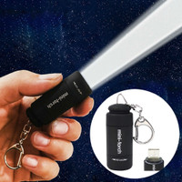 Mini USB Rechargeable LED Flashlight - Waterproof Keychain Light, Pocket Torch Lamp (5.3x2.2cm)