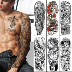 tattoo, Flowers, skull, Sleeve