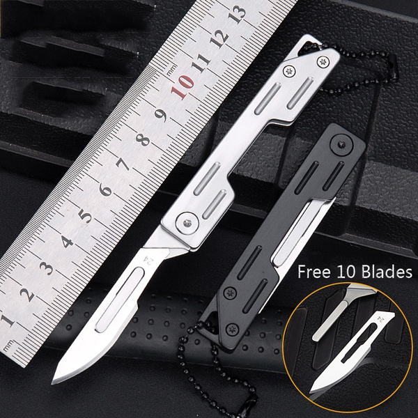 Stainless Steel Scalpel EDC Folding Knife Multifunctional Tool 10 ...