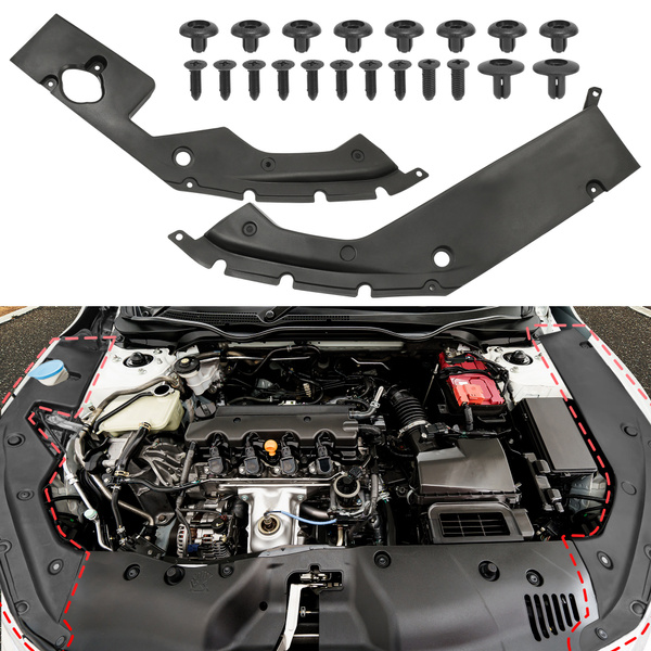 2pcs Engine Bay Side Panel Covers with Screw for Honda Civic 10th Gen