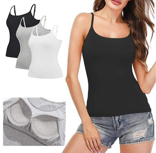 Camisole top with built in clearance bra