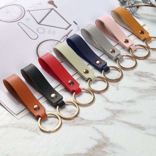 8 Colors Fashion PU Leather Keychain Business Gift Leather Key Chain