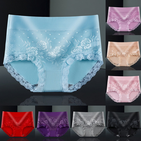 1（pcs）pure Cotton Panties Ladies Mid Waist Lace Hip Lift Comfortable Breathable Graphene Pure 8167