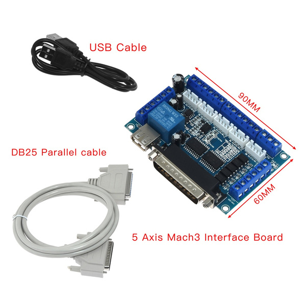 5 Axis CNC Breakout Board with USB Cable for Stepper Motor Driver MACH3
