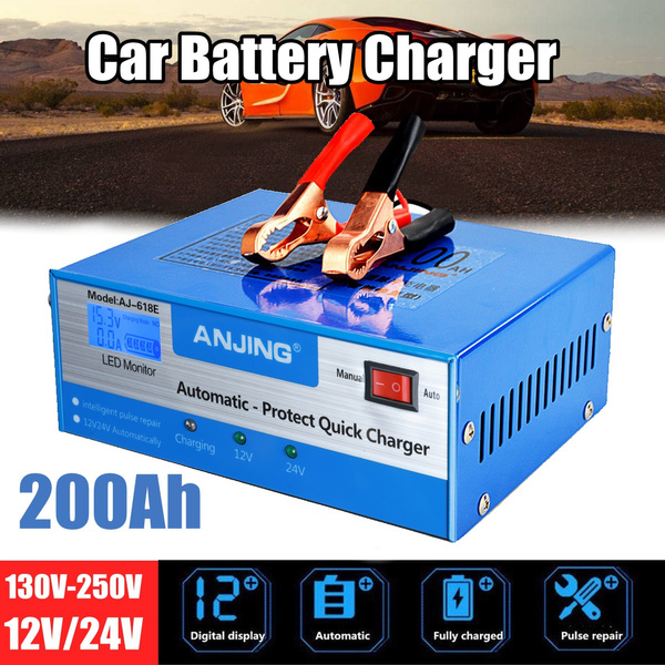 Car Battery Charger Automatic Intelligent 130/250V 12/24V 200AH Pulse ...