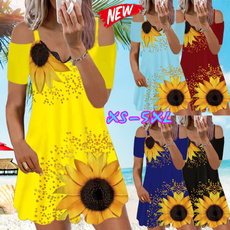 Summer, Midi Dresses, Encaje, Sunflowers