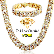 goldplated, Diamond Necklace, gold, Men