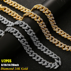 24kgold, mens necklaces, gold, Stainless Steel