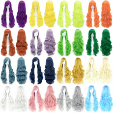 greenwig, Black wig, Cosplay, Colorful