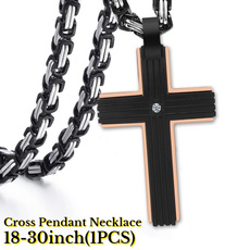 black, DIAMOND, Cross necklace, Chain