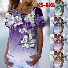 Summer, Plus size top, printed shirts, womens top