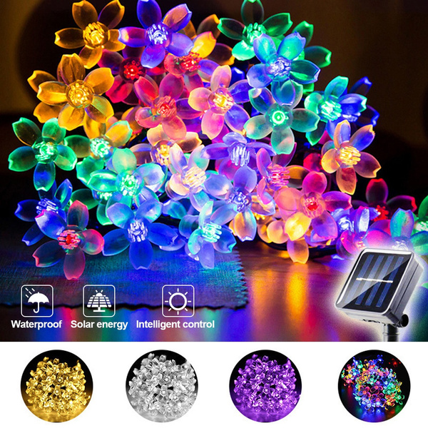 Sakura Flower Solar Fairy Lights String 5m 10m 100LED Garden Cherry Sakura Flower Solar Fairy Lights String 5m 10m 100LED Garden Cherry