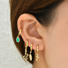 Hoop Earring, leaf, Jewelry, gold