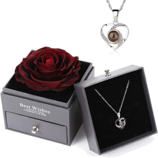 loveyounecklace, Flowers, preservedrose, Romantic