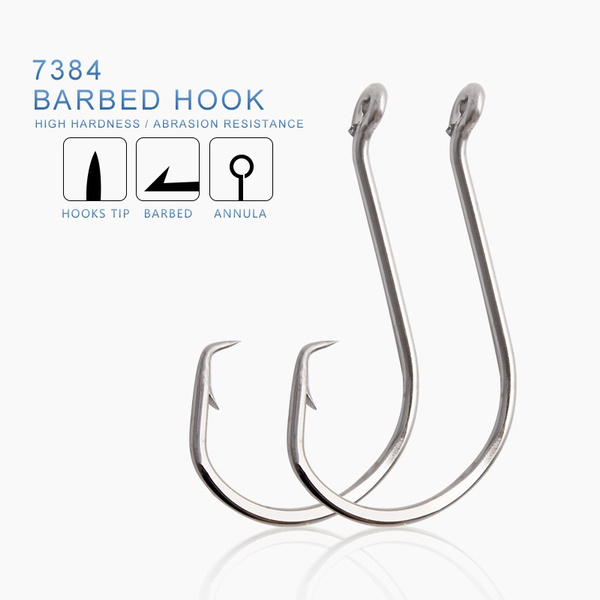 10PCS HighCarbon Steel Crank Hook Big Fish Hooks Barbed Jigging Lure