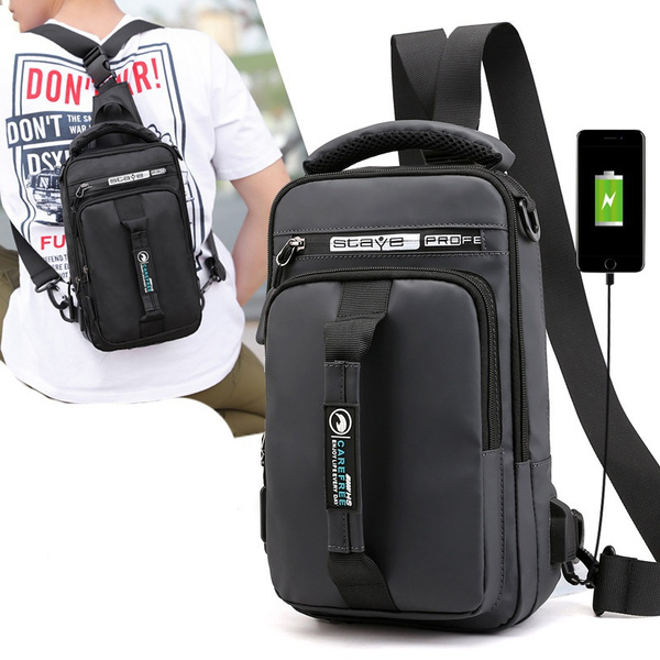 Men's Sling Crossbody Backpack Anti-theft Chest Shoulder Messenger Bag ...